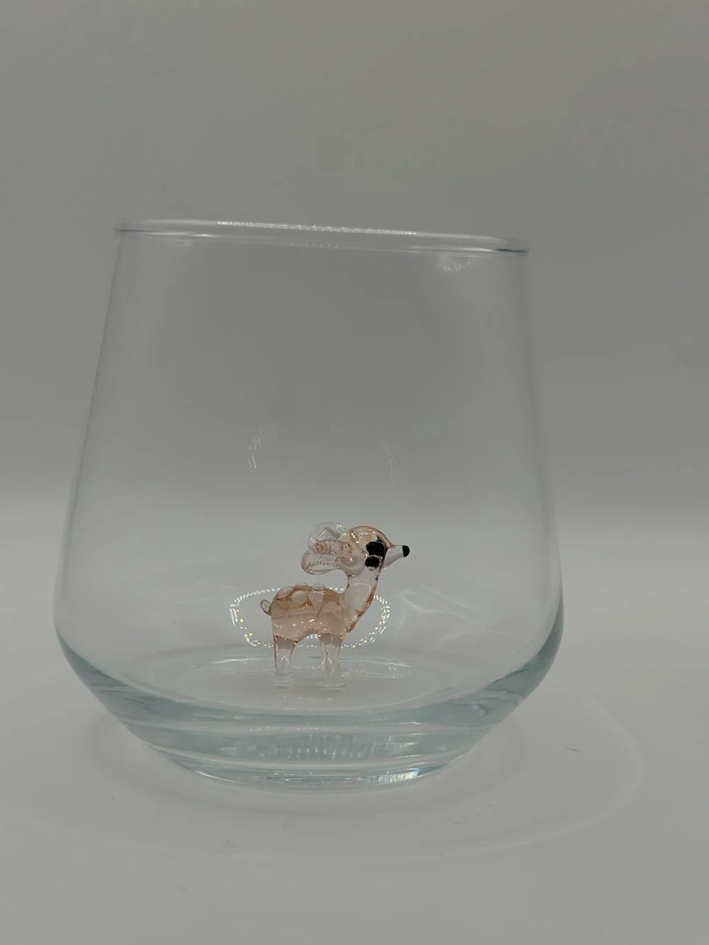 Minizoo Clear Glass Accent Vase with Pink Bambi Deer Figurine